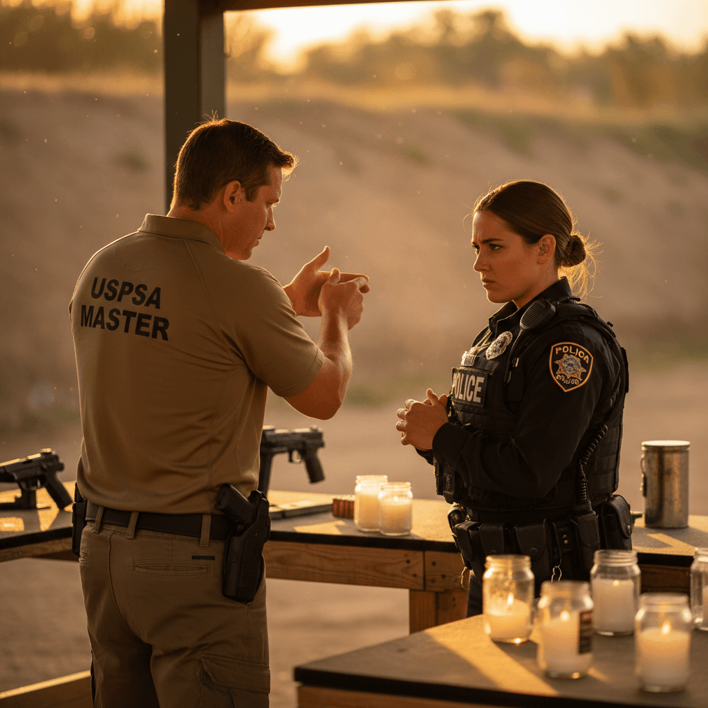 Experienced instructor providing real-time coaching on shooting fundamentals
