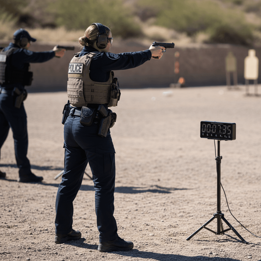 Officer maintaining composure during timed drill